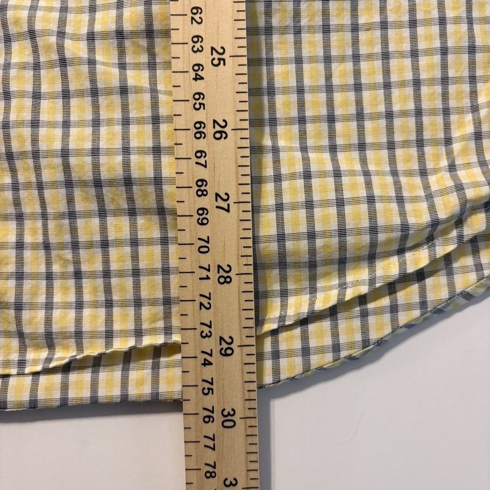 Tommy Hilfiger Men's Medium Classic Fit Plaid Shirt Yellow Blue Cotton - Picture 9 of 11